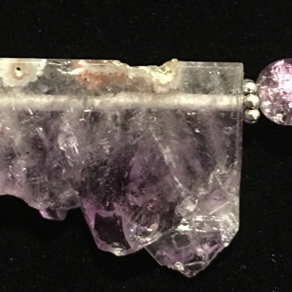 💥SALE! Handmade amethyst slice bar necklace - Picture 8 of 8